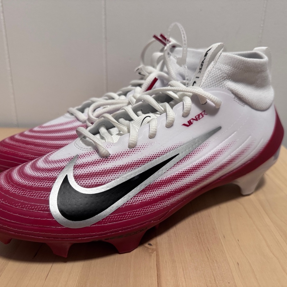 Nike Vapor Edge Pro 360 1 Football Cleats White Red Men’s Size 8 (HM8850-160)